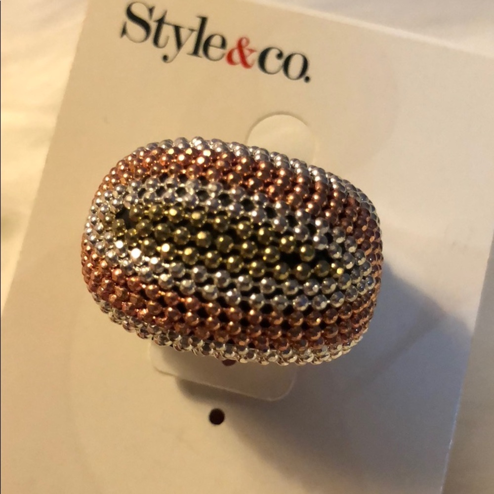 Style & Co. Tri-Colored Tiny Bead Adjustable Ring